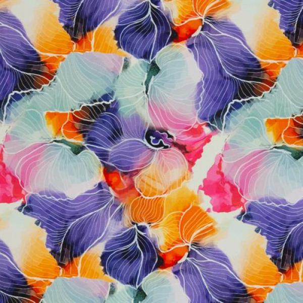 Viskosejersey Bunte Blüten